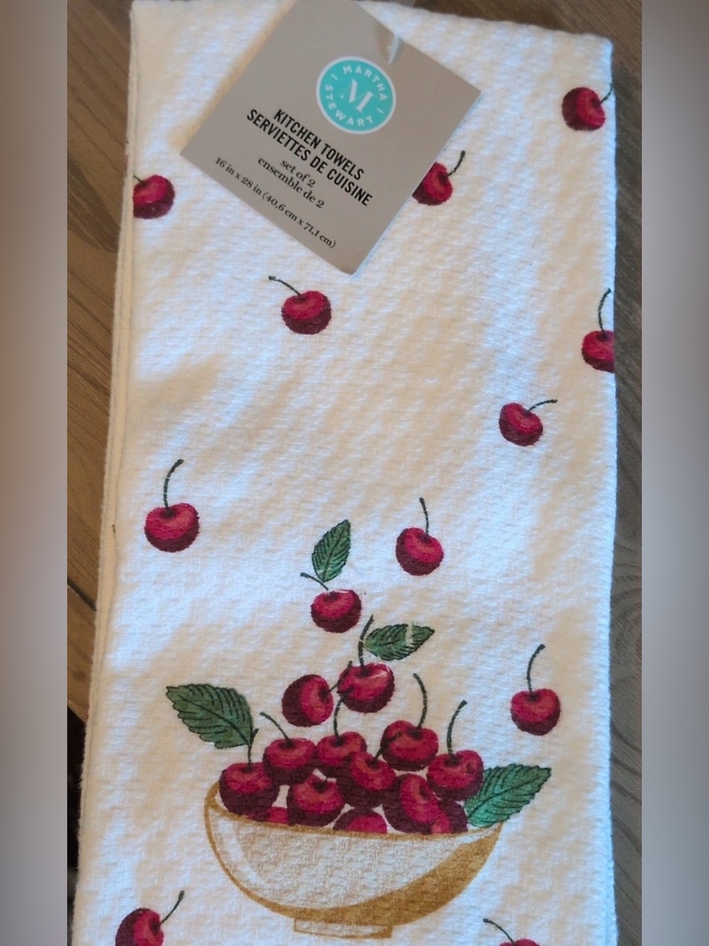 Martha Stewart White Kitchen Towel with Cherry Print